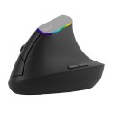 Delux Bezprzewodowa mysz pionowa Delux M618C 2.4G 1600DPI RGB (czarna)