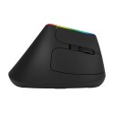 Delux Bezprzewodowa mysz pionowa Delux M618C 2.4G 1600DPI RGB (czarna)