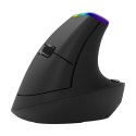 Delux Bezprzewodowa mysz pionowa Delux M618C 2.4G 1600DPI RGB (czarna)