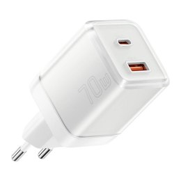 Essager Ładowarka sieciowa Yueqi 70W GaN USB-C + USB-A (biały)