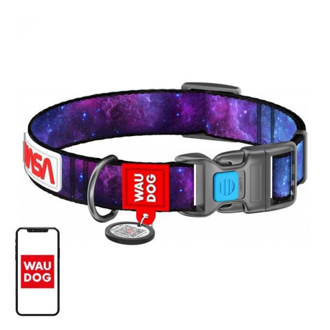 Waudog Obroża nylonowa z kodem QR dla psa Waudog "NASA21", rozmiar s, szer. 15 mm