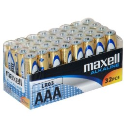 MAXELL Bateria alkaliczna ALKALINE LR03 AAA FOLIA karton zestaw 32 sztuki (8 zgrzewek po 4 sztuki)