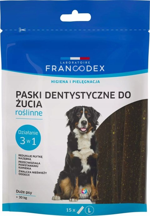 FRANCODEX Paski do gryzienia L na brzydki zapach z pyska 502,5 g/15 szt