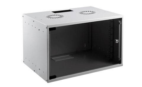 MIRSAN SZAFA RACK 19" WISZĄCA 7U 400MM SZARA SZKLANE DRZWI FLAT PACK ( DO SAMODZIELNEGO MONTAŻU )