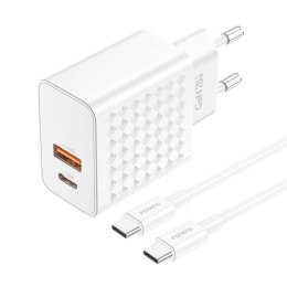 Foneng Ładowarka sieciowa Foneng EU42 USB-C+USB-A 20W + kabel USB-C - USB-C (biała)