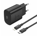 Foneng Ładowarka sieciowa Foneng EU51 USB-C 25W + kabel USB-C - Lightning (czarna)