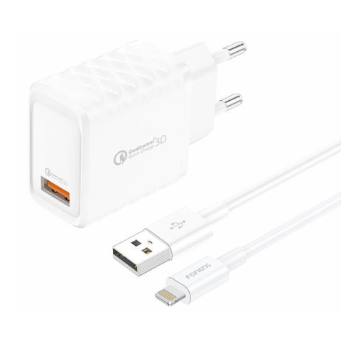 Foneng Ładowarka sieciowa Foneng EU54 USB-A, 3A (Biała) + kabel USB-A do Lightning