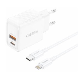 Foneng Ładowarka sieciowa Foneng EU56 1xUSB-A, 1xUSB-C, 20W (Biała) + kabel USB-A do Lightning