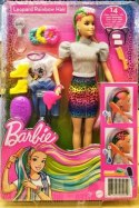 BARBIE Fryzura Kolorowa Panterka Lalka GRN81