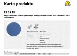 KLINGSPOR KRĄŻEK ŚCIERNY SAMOPRZYCZEPNY 150mm PS21FK gr. 80 /50szt.