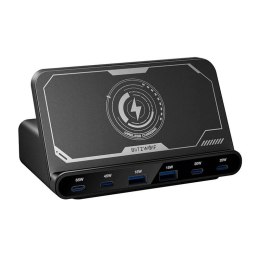 BlitzWolf Ładowarka sieciowa Blitzwolf BW-S27 160W, 2xUSB-A, 4xUSB-C, 15W ładowarka bezprzewodowa (czarna)