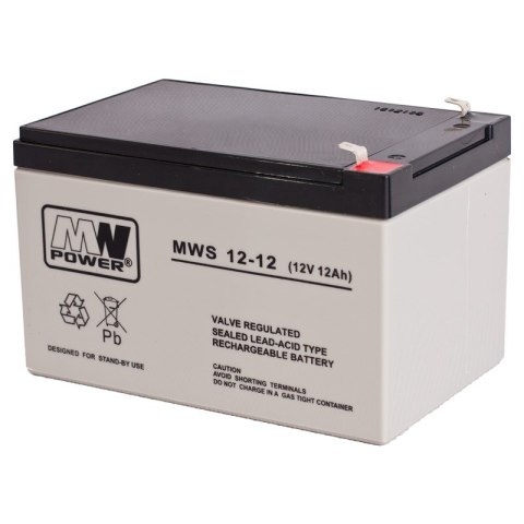 Akumulator MPL MW POWER MWS 12-12 kwasowo-ołowiowy AGM bezobsługowy 12 V 12 Ah Czarny, Szary