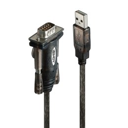 Lindy 42855 kabel równoległy Szary, Przezroczysty 1,5 m USB Typu-A DB-9