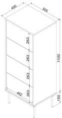 Komoda 4S TRESSE 50x40x125 kaszmir mat