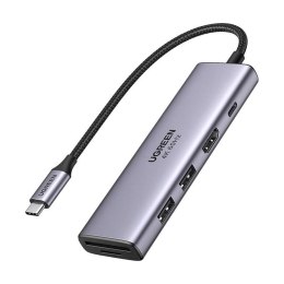 UGREEN Adapter 5w1 UGREEN Revodok CM511, Hub USB-C do 2x USB,HDMI, USB-C, TF/SD (szary)
