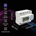 Qoltec 50883 Trójfazowy elektroniczny licznik | miernik zużycia energii na szynę DIN | Wi-Fi | TUYA | 400V | LCD
