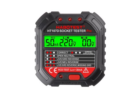 Habotest Tester gniazd z wyświetlaczem cyfrowym Habotest HT107D