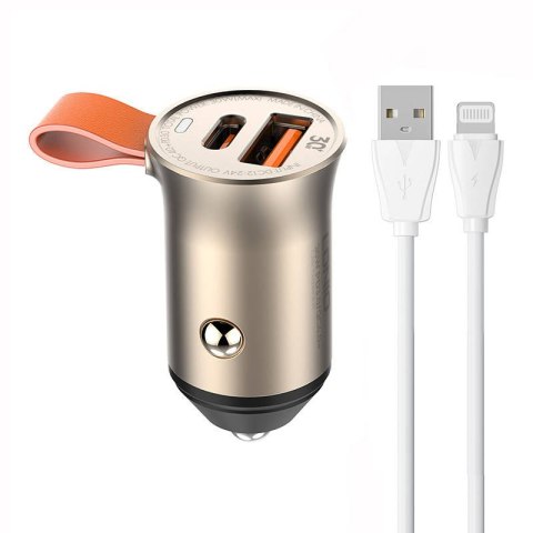 LDNIO Ładowarka samochodowa LDNIO C509Q USB, USB-C 30W + kabel Lightning