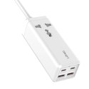 LDNIO Listwa zasilająca z 1 gniazdem AC, 2x USB, 2x USB-C LDNIO SC1418, EU/US, 2500W (biała)