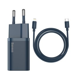 Baseus Ładowarka sieciowa Baseus Super Si Quick Charger 1C 20W z przewodem USB-C do Lightning 1m (niebieska)