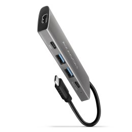 Wieloportowy hub HMC-5G2 2x USB-A + 2x USB-C + HDMI, USB-C 3.2 Gen 2 10Gbps, PD 60W, 13cm USB-C kabel