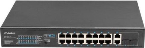 SWITCH LANBERG 16X 100MB POE+/2X COMBO NIEZARZĄDZALNY RACK 19" GIGABIT ETHERNET 250W