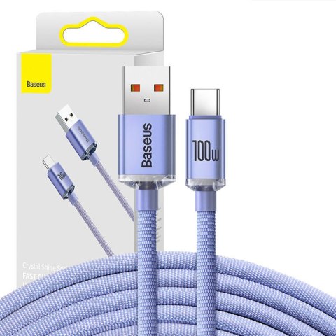 Baseus Kabel USB do USB-C Baseus Crystal Shine, 100W, 2m (fioletowy)