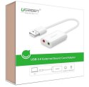 UGREEN Zewnętrzna karta dźwiękowa USB UGREEN 15cm (biały)