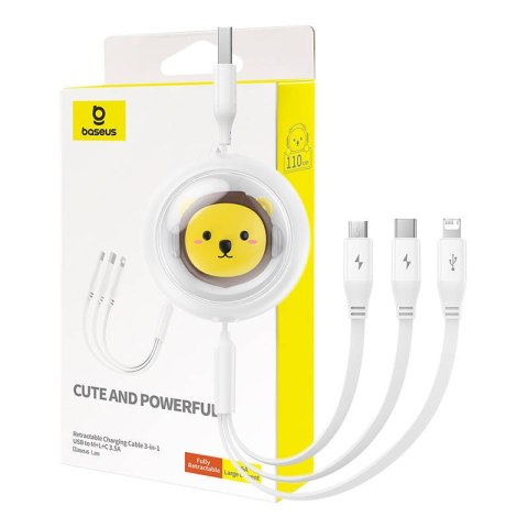 Baseus Kabel ładowania 3w1 Baseus USB do USB-C, USB-M, Lightning 3,5A, 1,1m (White)