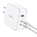 UGREEN Ładowarka sieciowa UGREEN 15339 Nexode, 2xUSB-C, USB-A 3.0, PD3.0, QC4.0, GaN, 140W (biała)