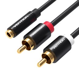 Vention Kabel audio 3,5mm żeński na 2x RCA męski 1m Vention VAB-R01-B100 czarny