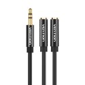 Vention Rozdzielacz stereo 3,5mm męski do 2x 3,5mm żeński 0,3m Vention BBSBY czarny