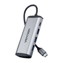 Vention Stacja dokująca USB-C na USB-C, 3x USB3.0, PD 0,15m Vention THAHB szary