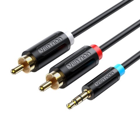 Vention Kabel adapter 3,5mm męski na 2x męski RCA 8m Vention BCLBK czarny