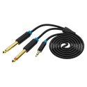 Vention Kabel audio Vention BACBJ męski TRS 3,5mm na 2x męski kabel audio 6,35mm 5m czarny