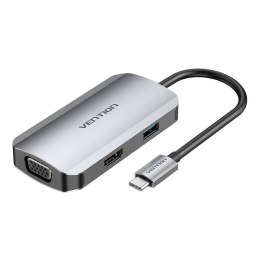 Vention Stacja dokująca USB-C do HDMI, VGA, USB 3.0, PD 0,15m Vention TOAHB szary