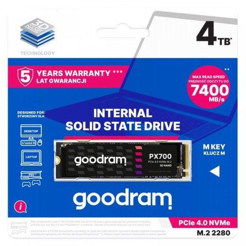 Dysk SSD GOODRAM M.2 2280″ 4 TB PCI Express 7400MB/s 6500MS/s